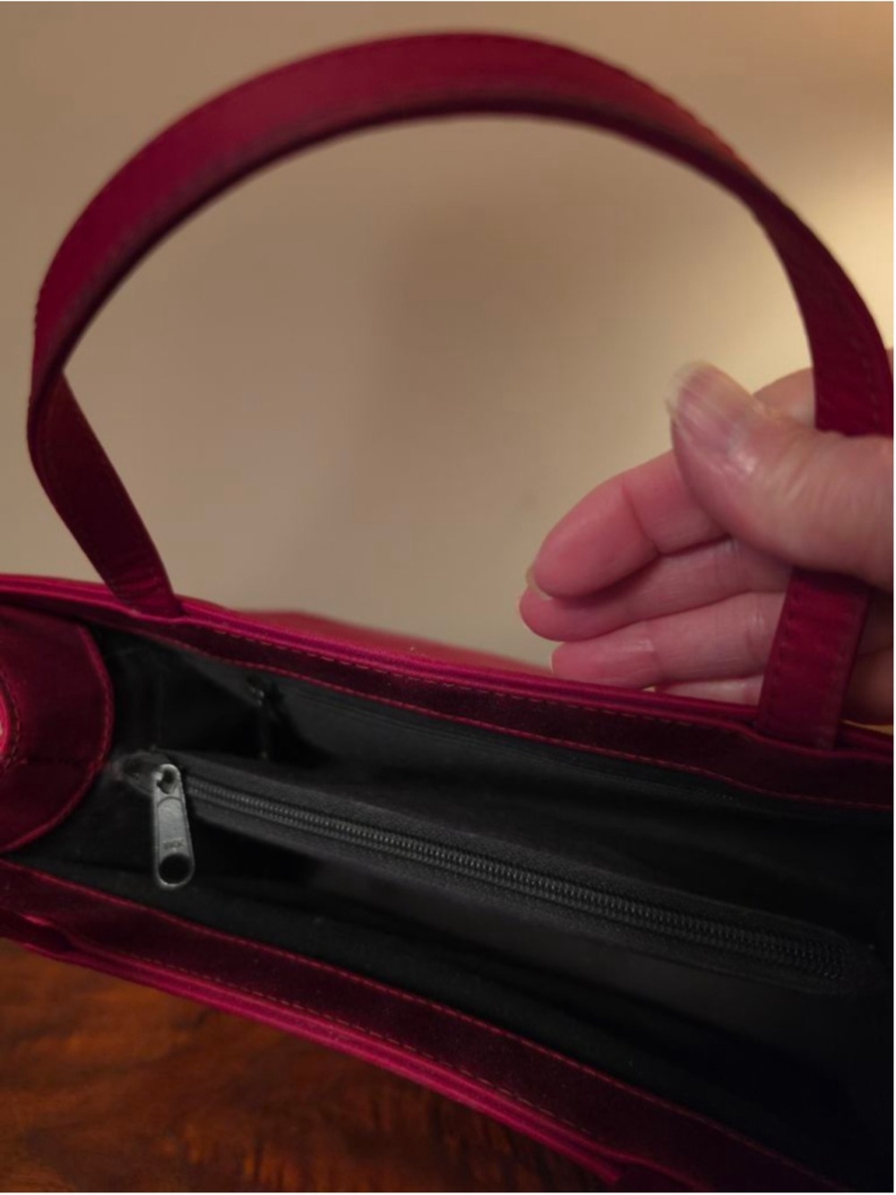 Kate Spade Sam Classic Nylon Top Handle Tote Deep Red Vintage 90s - Picture 8 of 9